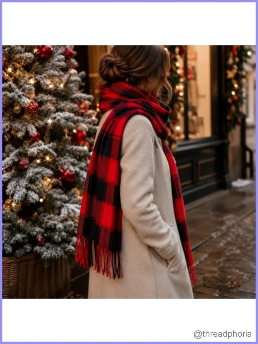 Classic Plaid Winter Scarf Soft Warm Cold Weather Shawl Wrap Tassel